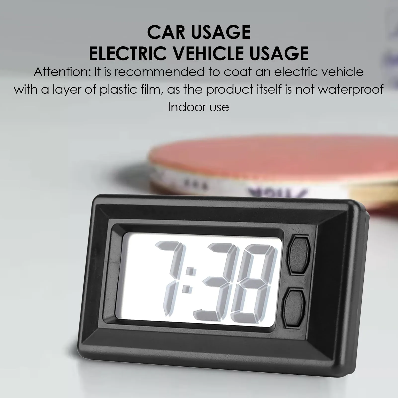 GLOGLOW Ultra Thin Digital Clock, Self Adhesive LCD Digital Electronic Clock with Calendar Display for Car Dashboard Home Office Table Bedside Desk