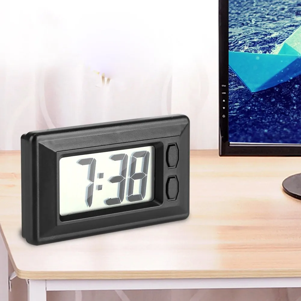 GLOGLOW Ultra Thin Digital Clock, Self Adhesive LCD Digital Electronic Clock with Calendar Display for Car Dashboard Home Office Table Bedside Desk