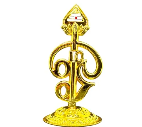 Golden Metal Murugan Vel for Pooja Room Sacred Symbol of Protection and Victory with Combo Pack(3.5” SARAVANA & om Vel)