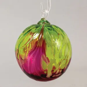 Handblown Set of Three Classic Ornaments in Bellina Orchid, Holiday Swirl Raindrop, and Holiday Swirl by Glass Eye Studio