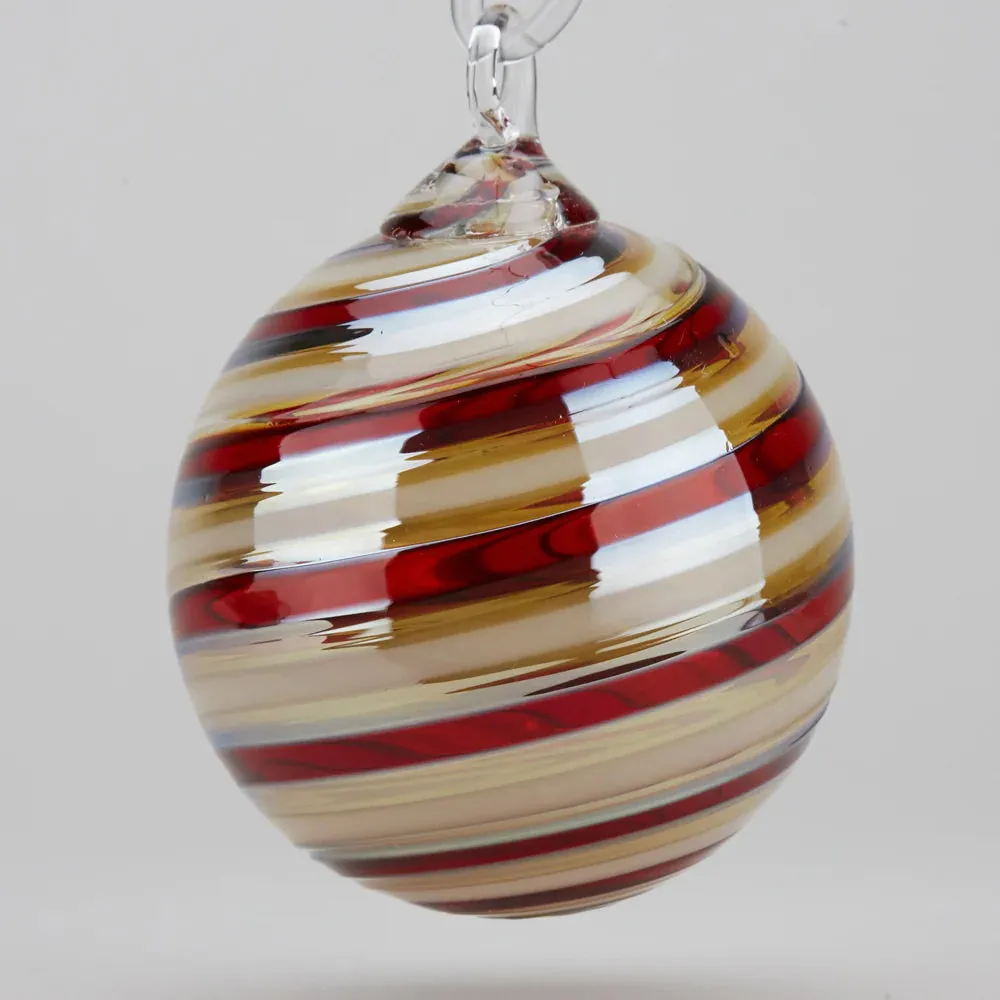 Handblown Set of Three Grand Artisan Ornaments in Cinnamon, Cinnamon Drape, and Cinnamon Swirl by Glass Eye Studio