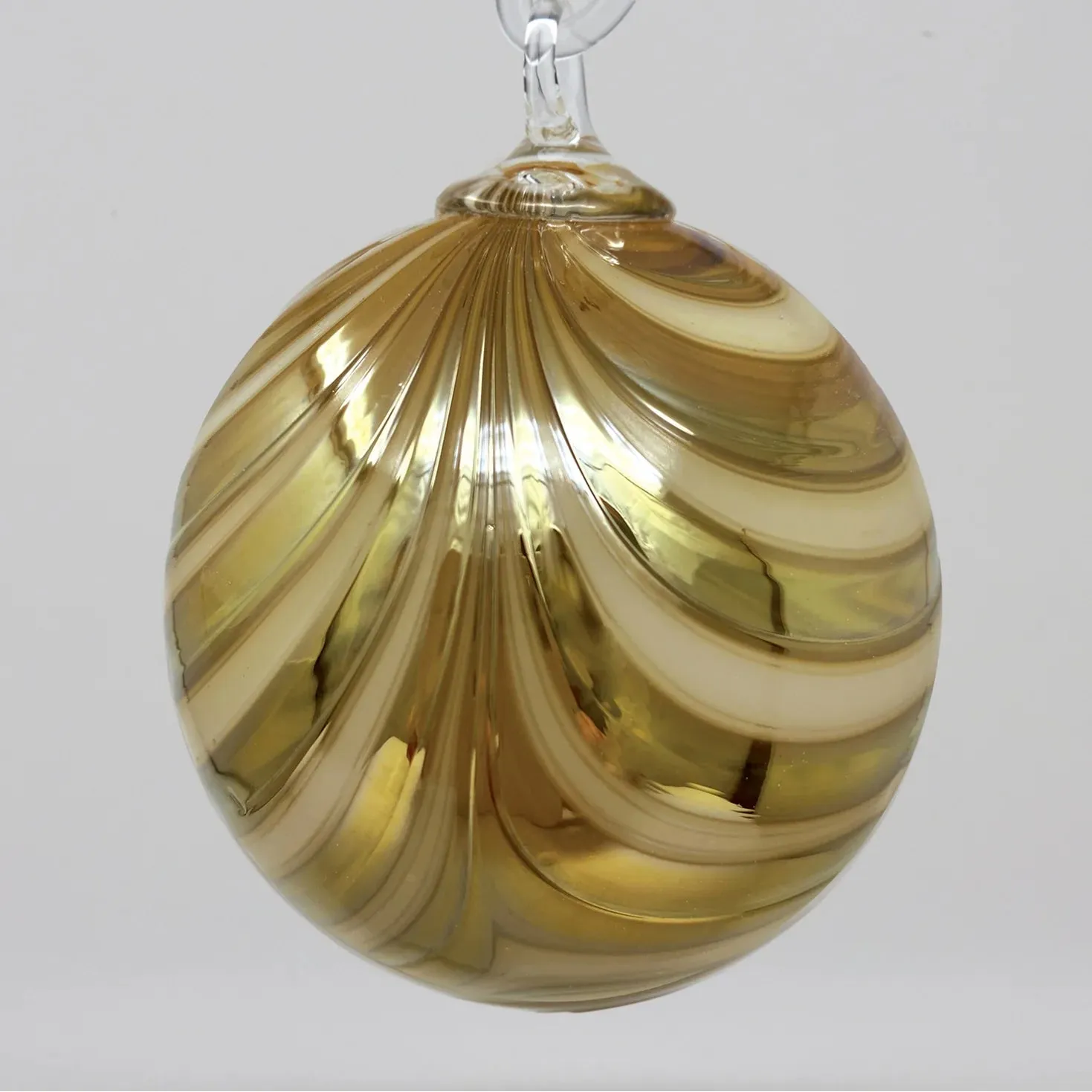 Handblown Set of Three Grand Artisan Ornaments in Nutmeg, Nutmeg Drape, and Nutmeg Swirl by Glass Eye Studio