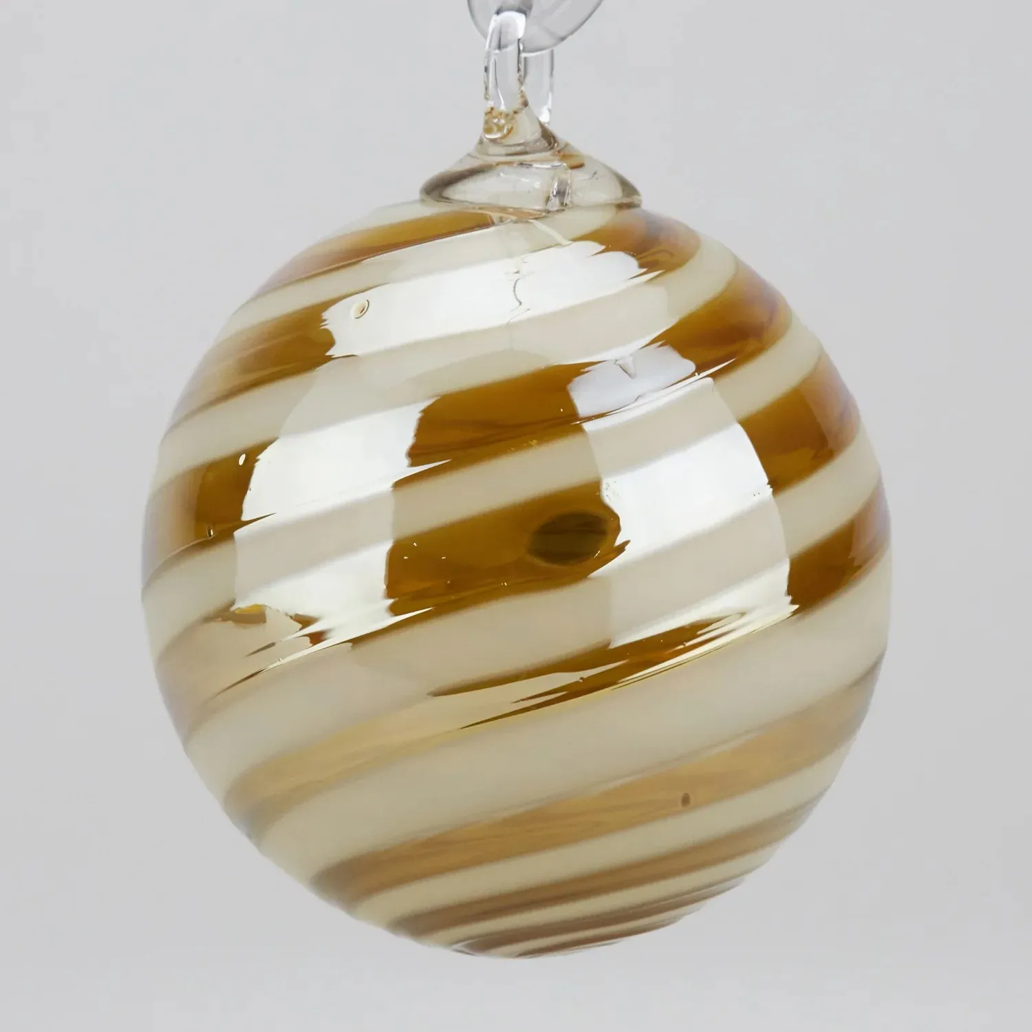 Handblown Set of Three Grand Artisan Ornaments in Nutmeg, Nutmeg Drape, and Nutmeg Swirl by Glass Eye Studio