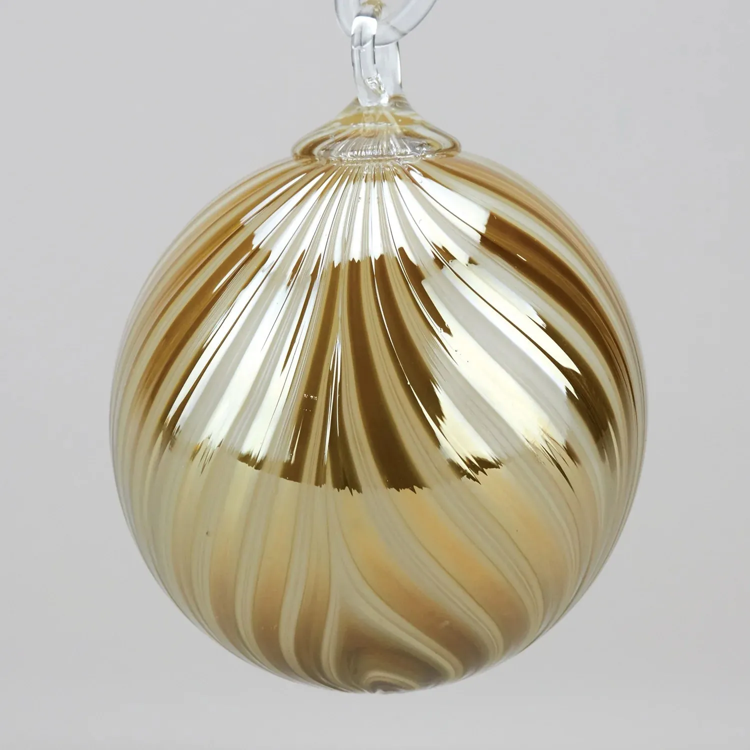 Handblown Set of Three Grand Artisan Ornaments in Nutmeg, Nutmeg Drape, and Nutmeg Swirl by Glass Eye Studio