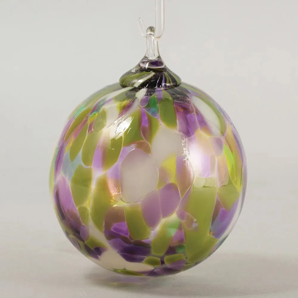 Handblown Set of Two Classic Ornaments in Viola and Water Lily by Glass Eye Studio