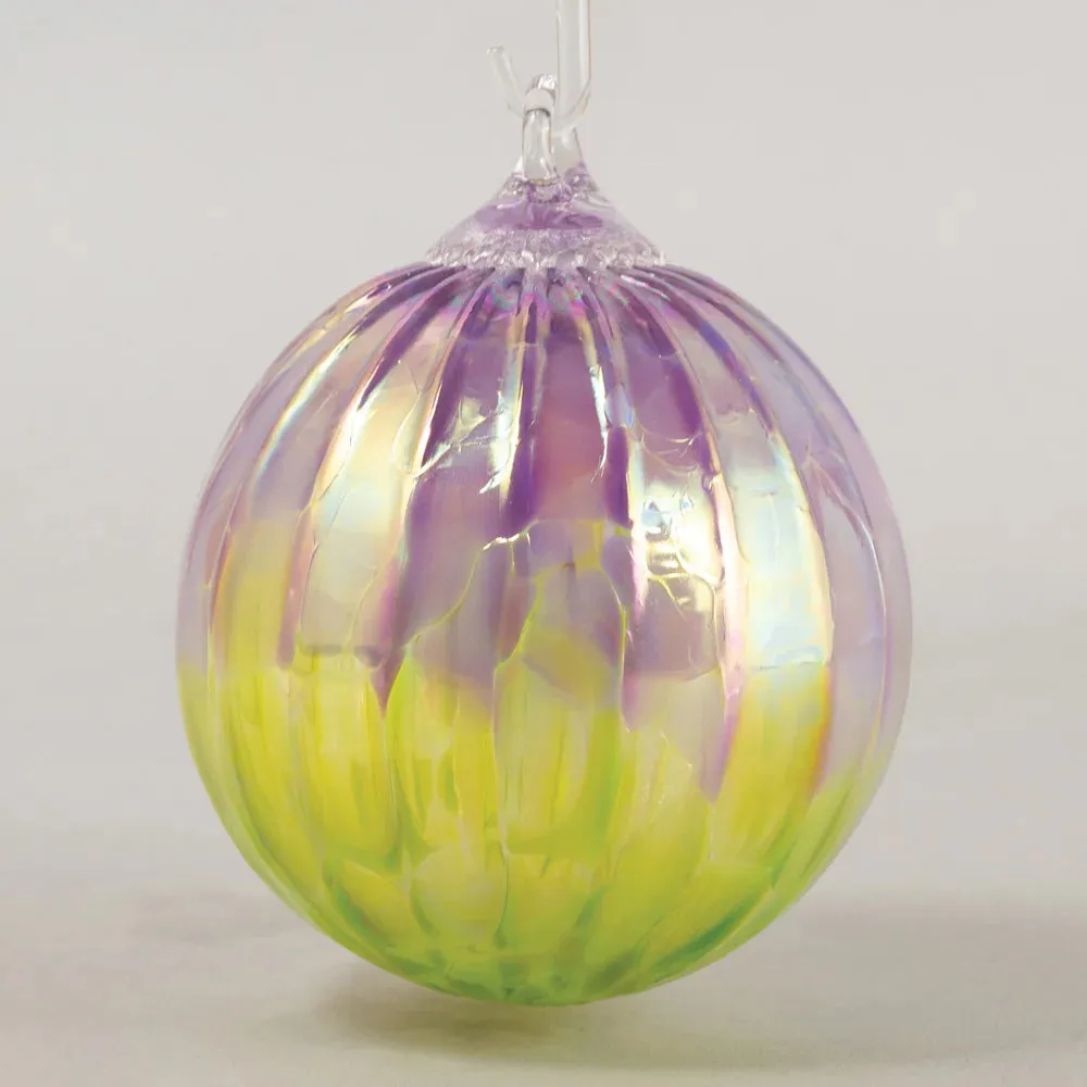 Handblown Set of Two Classic Ornaments in Viola and Water Lily by Glass Eye Studio