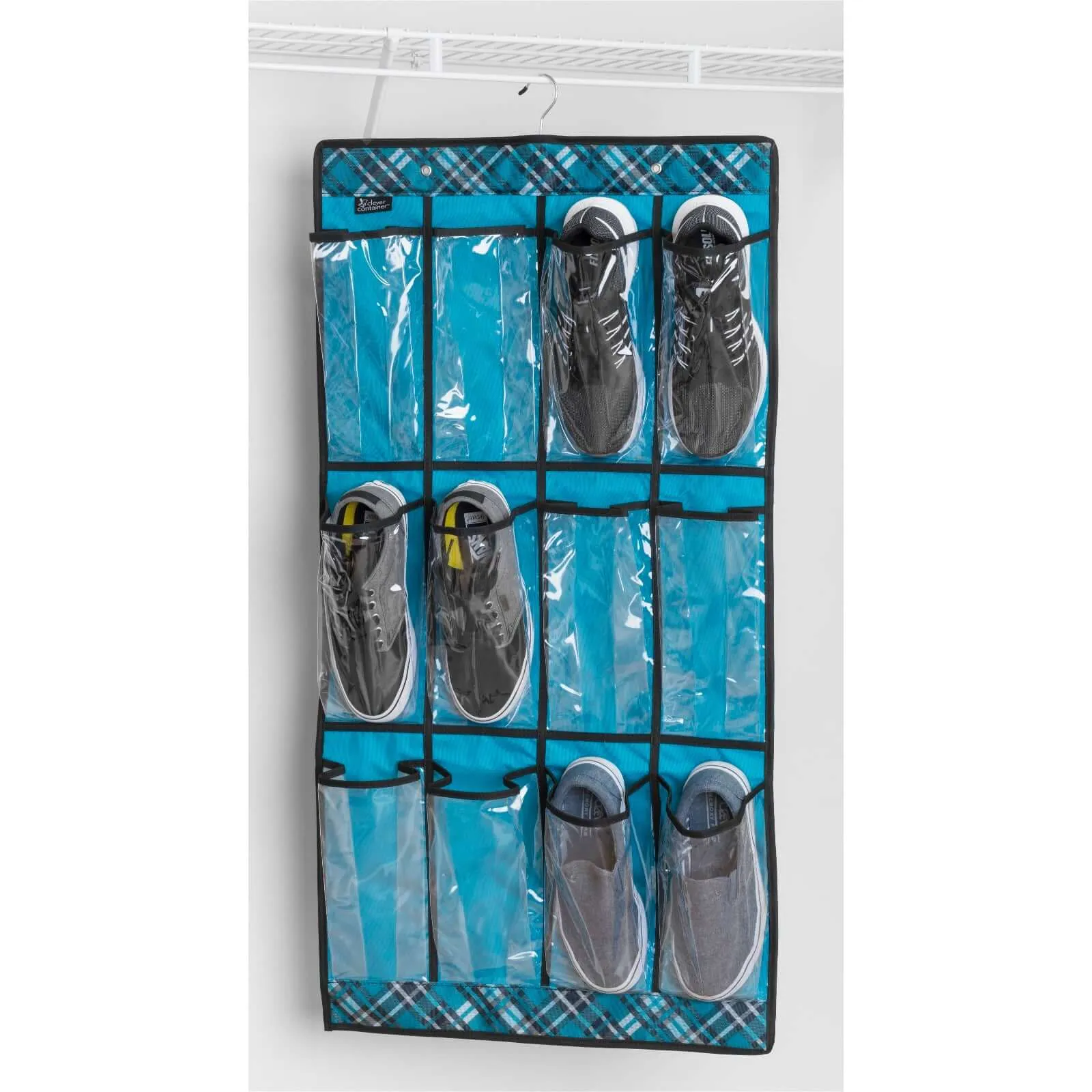 Hanging Pocket Cubby - Teal Plaid