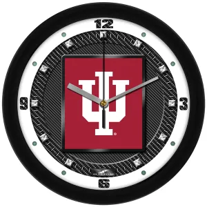 Indiana Hoosiers Wall Clock - Carbon Fiber Textured