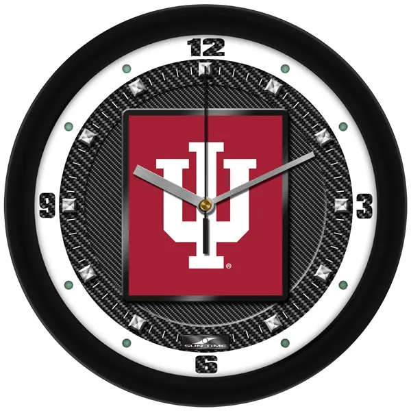 Indiana Hoosiers Wall Clock - Carbon Fiber Textured