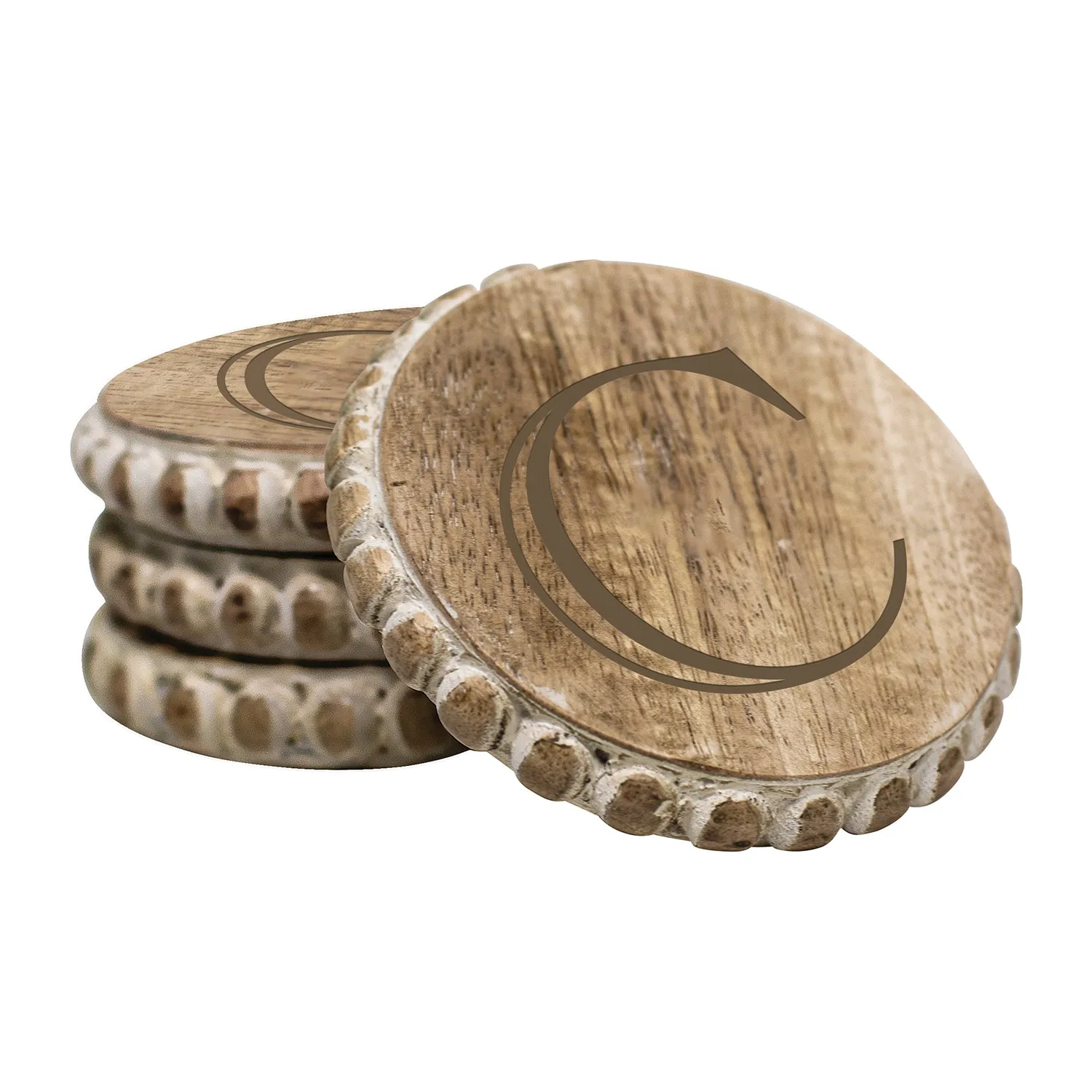 Initial Wood Coasters | Beaded Wood