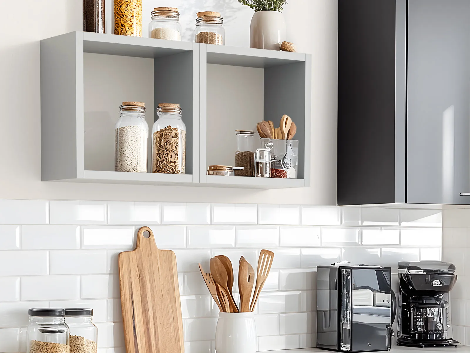 KABOON Floating Cube Shelves--Grey