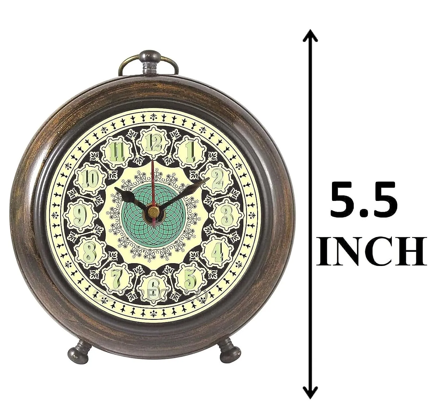 KAPLAR - Handmade Antique Wooden Table Clock Desk Clock Nautical Style Home & Office Study Living Room Decoration Gift Item (5 Inch Brown)