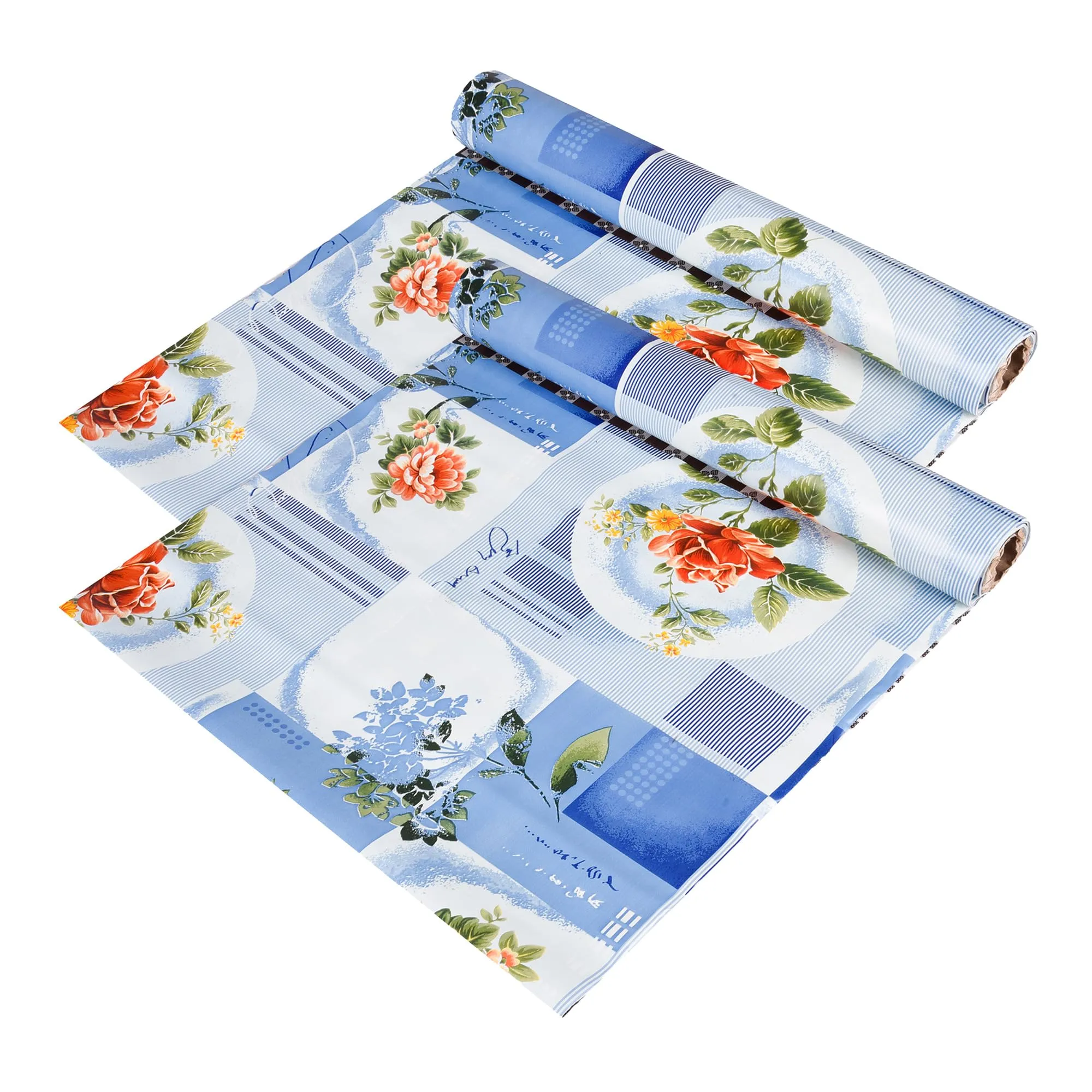 Kuber Industries Shelf Liner | Kitchen Cabinet Shelf Protector | Kitchen Liners for Cabinets and Drawers | Drawer Liner Mat | Flower Check Shelf Liner Roll | Cabinet Mat | 3 MTR | Pack of 2 | Blue