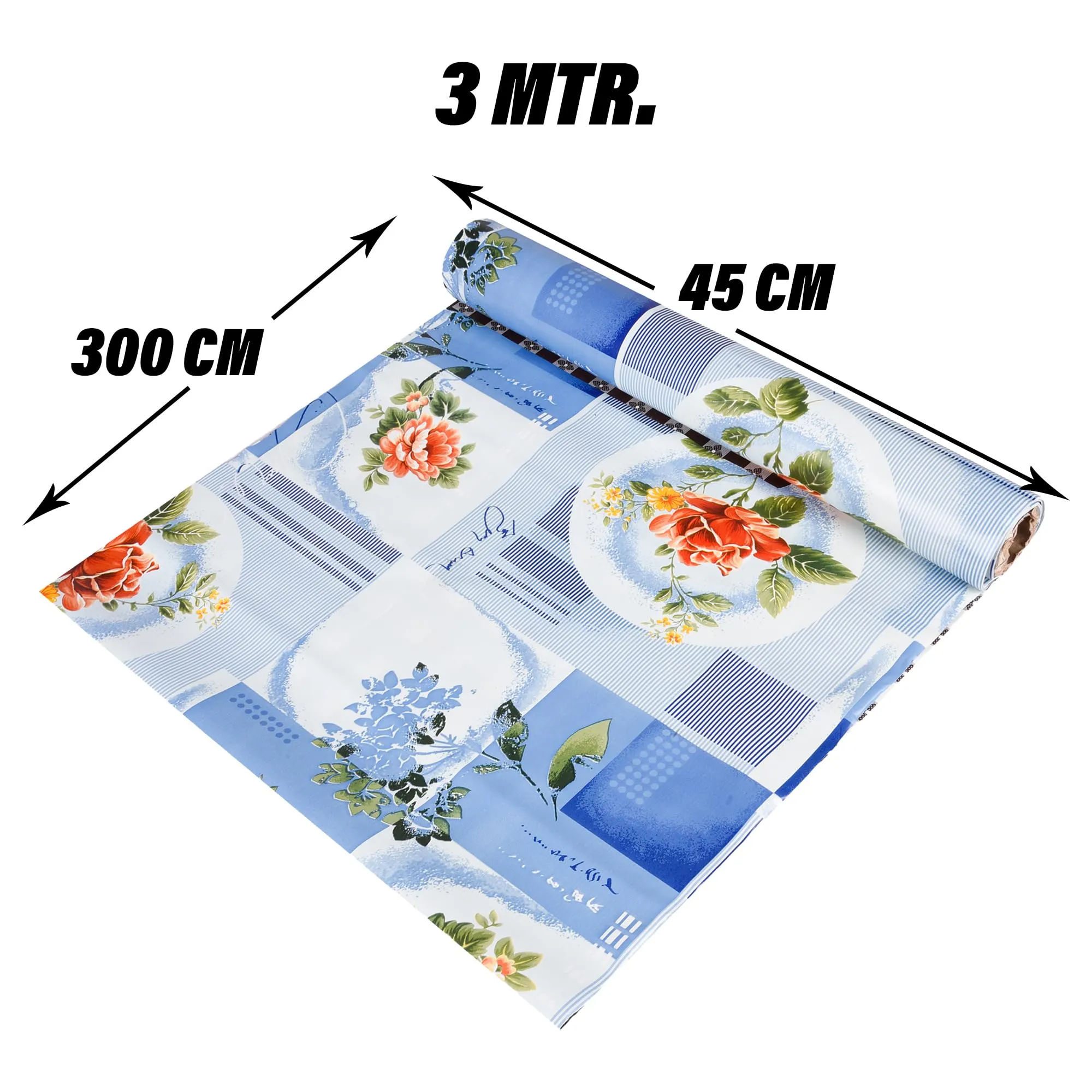 Kuber Industries Shelf Liner | Kitchen Cabinet Shelf Protector | Kitchen Liners for Cabinets and Drawers | Drawer Liner Mat | Flower Check Shelf Liner Roll | Cabinet Mat | 3 MTR | Pack of 2 | Blue