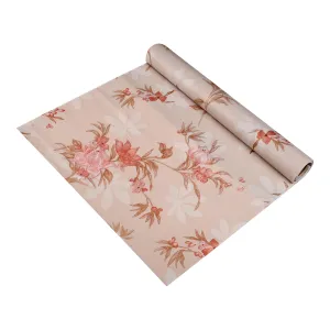 Kuber Industries Shelf Liner | Kitchen Cabinet Shelf Protector | Kitchen Liners for Cabinets | Drawer Liner Mat | Red Flower Wallpaper Shelf Liner Cabinet Mat | 5 MTR | Cream