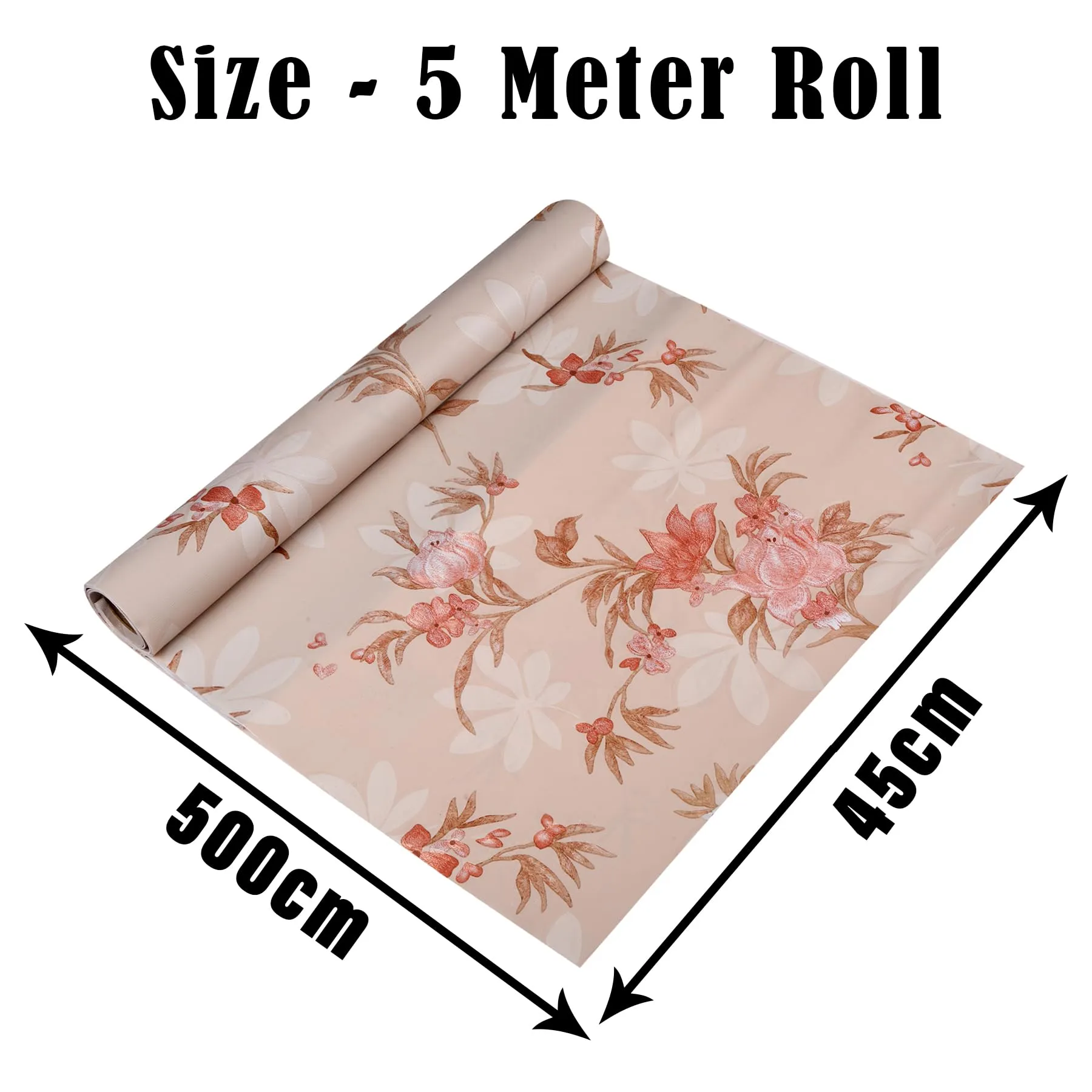 Kuber Industries Shelf Liner | Kitchen Cabinet Shelf Protector | Kitchen Liners for Cabinets | Drawer Liner Mat | Red Flower Wallpaper Shelf Liner Cabinet Mat | 5 MTR | Cream