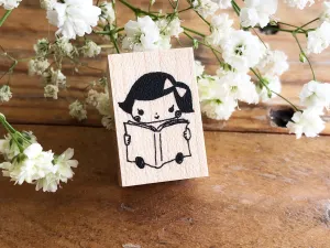 Kubominoki Original Rubber Stamp - Showa Girl Series / Reading Girl