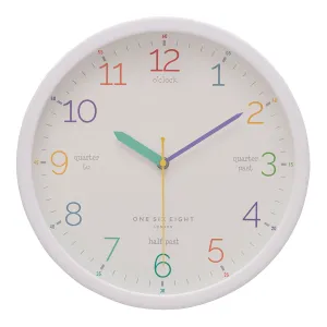 Learn The Time | White Silent Wall Clock | 30cm