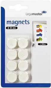 LEGAMASTER MAGNETS ROUND 20 MM PACK OF 8 WHITE