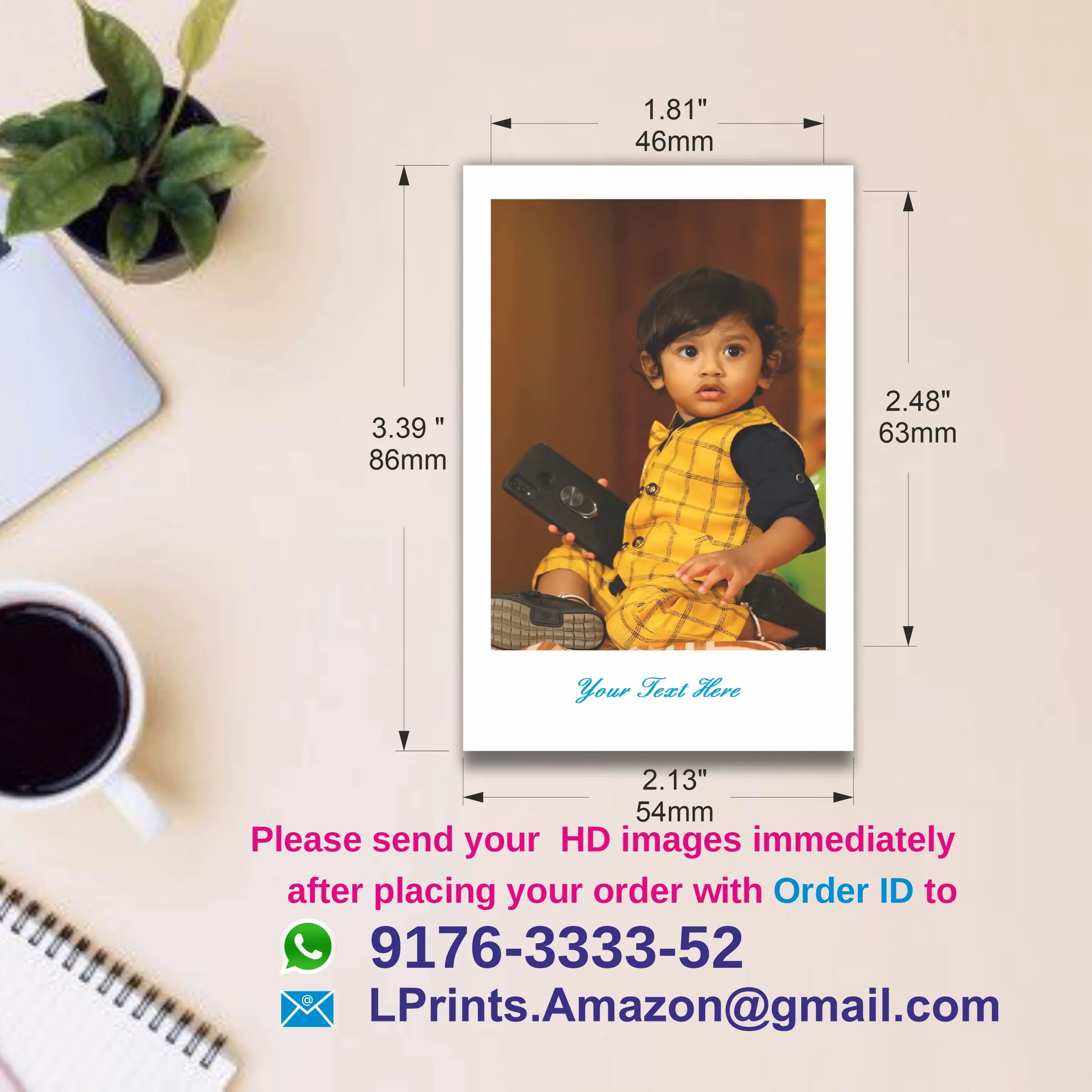 LPrints Personalized Polaroid Photo Fridge Magnets with Your Family/Child/Marriage/Event Photos | Best Gift for Your Loved One's | Set of 5