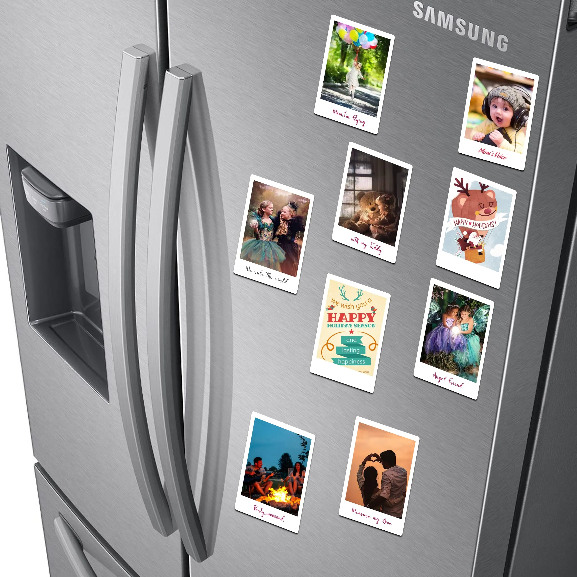 LPrints Personalized Polaroid Photo Fridge Magnets with Your Family/Child/Marriage/Event Photos | Best Gift for Your Loved One's | Set of 5