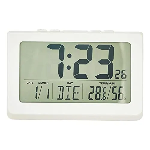 Lyla Digital Clock Time Week Date Fashion for Living Room Decorations White