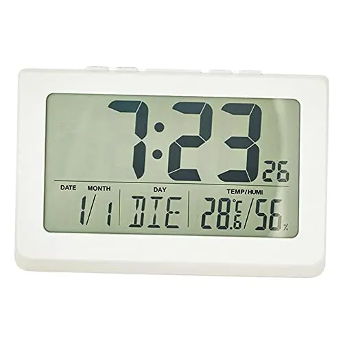 Lyla Digital Clock Time Week Date Fashion for Living Room Decorations White