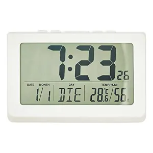 Lyla Digital Clock Time Week Date Fashion for Living Room Decorations White