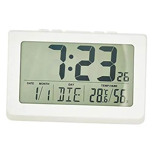 Lyla Digital Clock Time Week Date Fashion for Living Room Decorations White