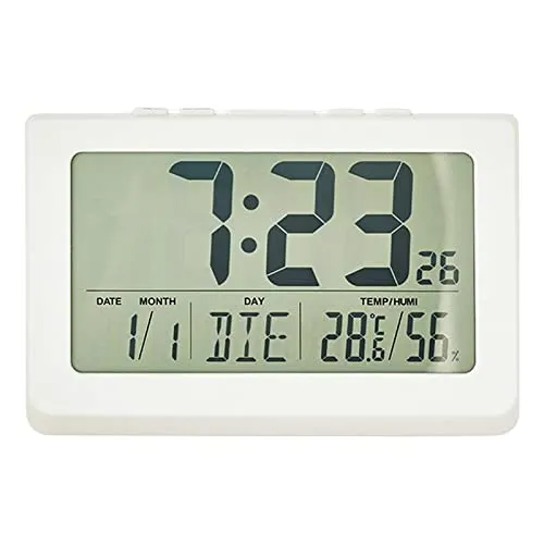 Lyla Digital Clock Time Week Date Fashion for Living Room Decorations White