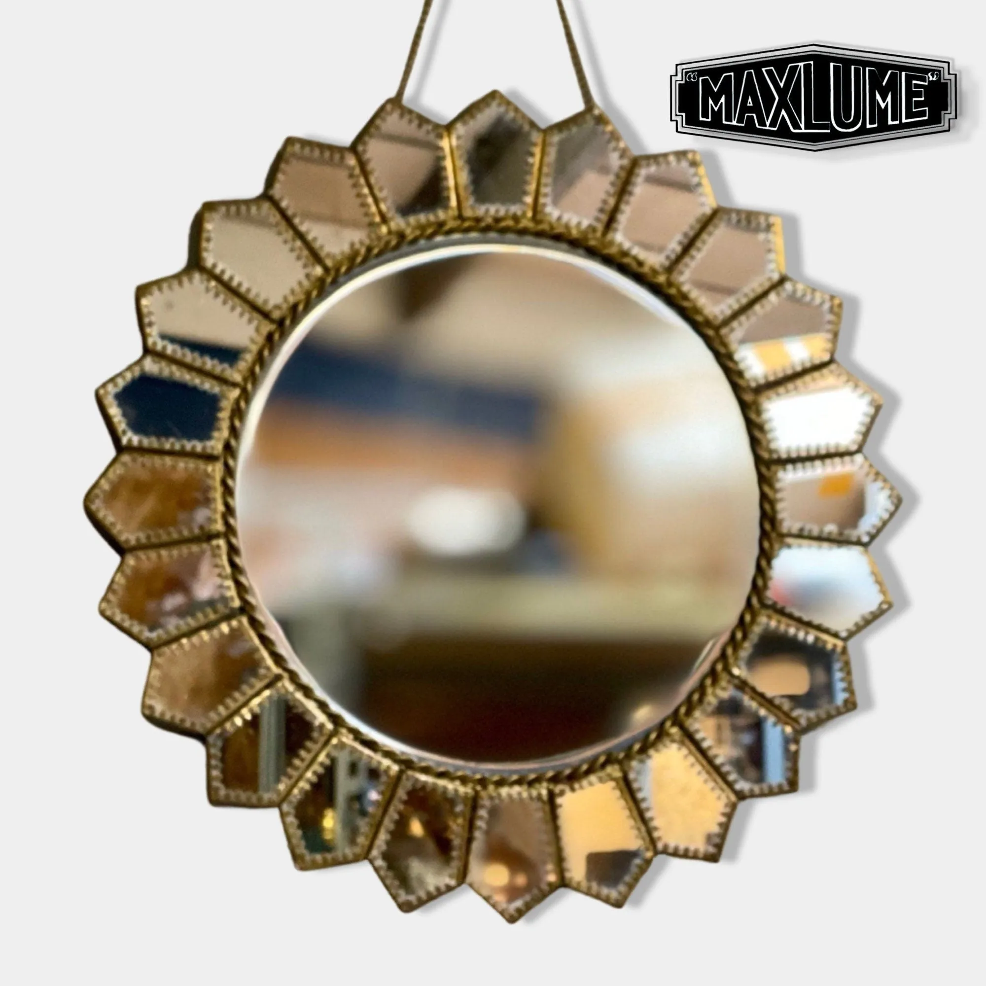 Maxlume ~ Handmade Round Flowering Wall Glass Mirror & Silver Mercury Antique Gold