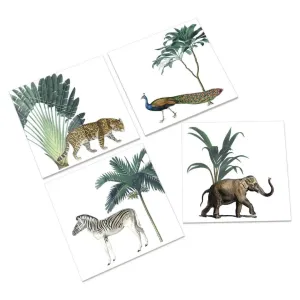 MENAGERIE JUNGLE ANIMAL COASTERS, CERAMIC, SET OF 4