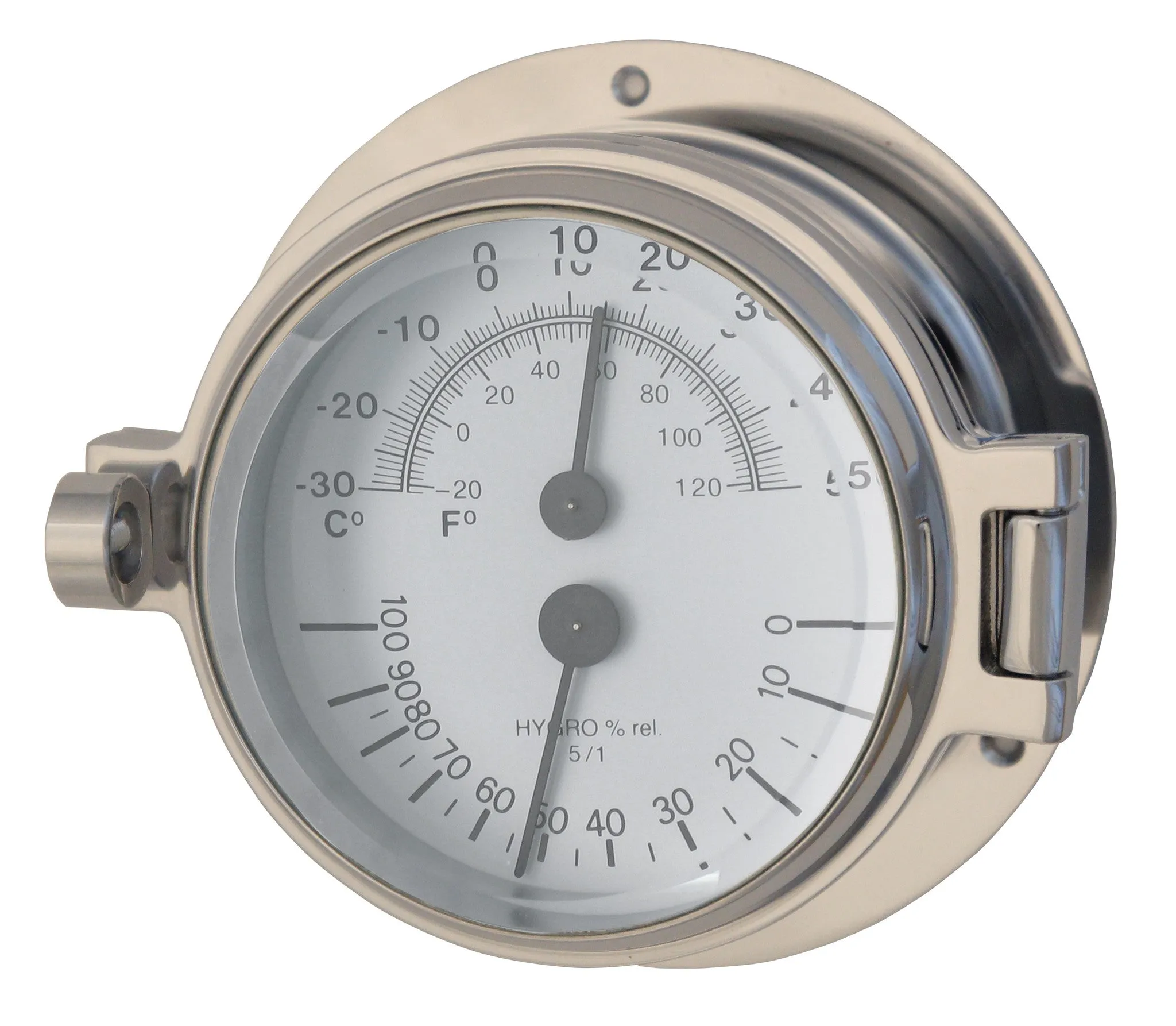 Meridian Zero Channel Range Polished Chrome Comfort Mater, Thermometer, Hygrometer 3"/75mm