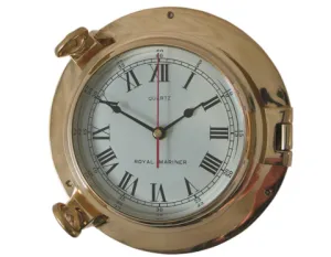 Meridian Zero Large Porthole Clock - Brass - 6"/150mm