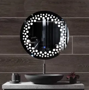 MERKEZI ART MC35 LED Light Mirror for Wall, Bathroom, Bedroom, Living Room, Makeup Room, 3 in 1 Color Light Wall Mirror (24 x 24 Inch)