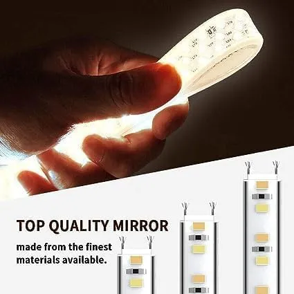 MIRROR WORLD led Mirror Glass with Sensor for Bathroom/3 Tone(White Light, Natural Light, Warm Light)/Designer Mirror for Living Room/Bedroom/Dressing Room–Rectangle Shape. (24x30)