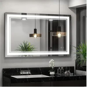 MIRROR WORLD led Mirror Glass with Sensor for Bathroom/3 Tone(White Light, Natural Light, Warm Light)/Designer Mirror for Living Room/Bedroom/Dressing Room–Rectangle Shape. (24x30)