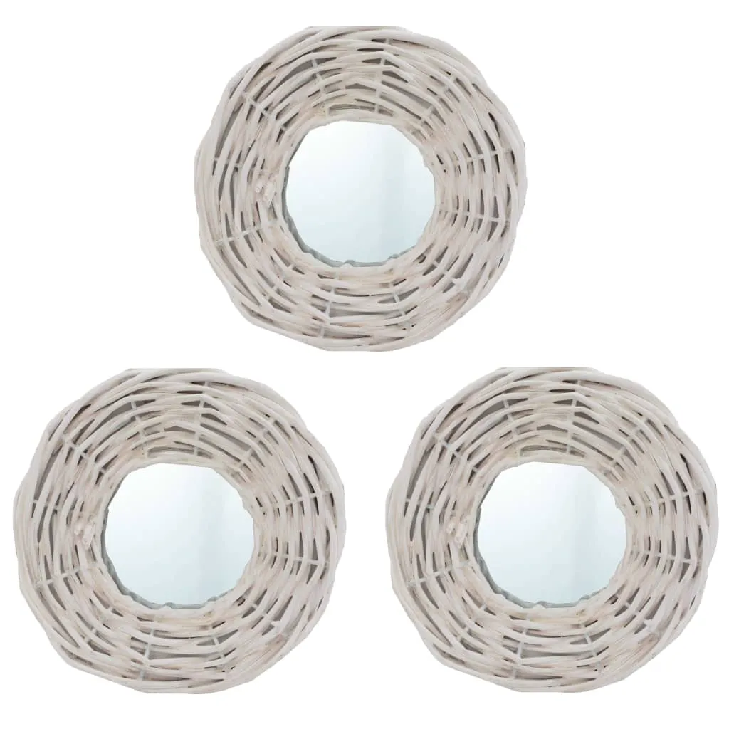 Mirrors 3 pcs White 15 cm Wicker