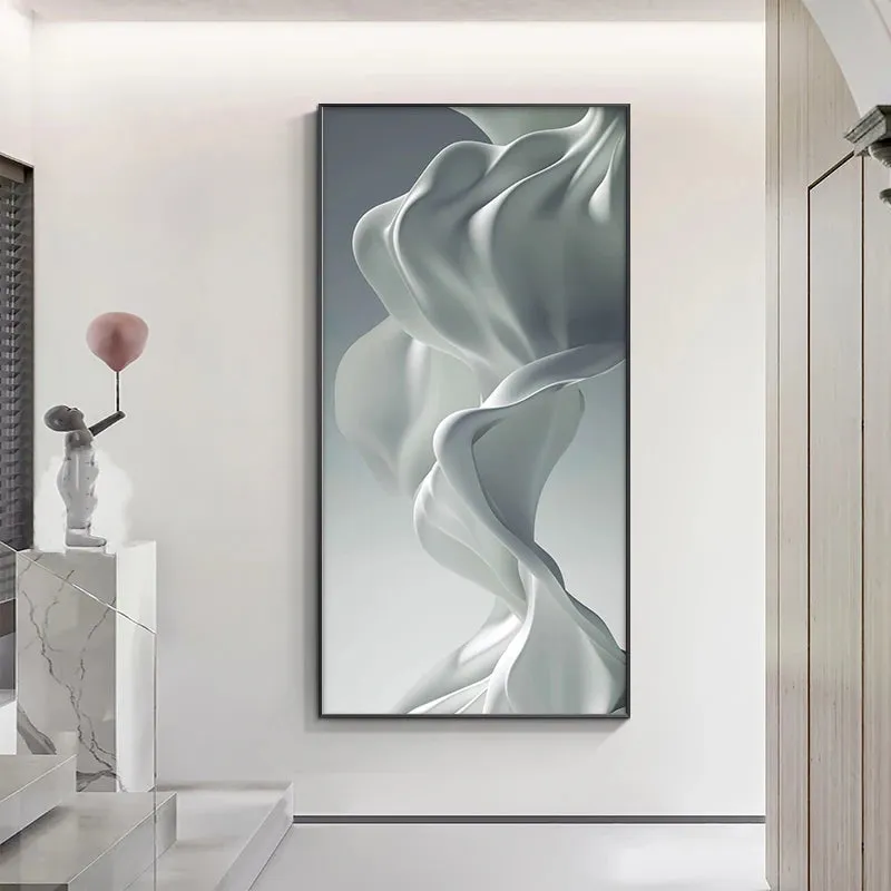 Modern Abstract Liquid Silk Flowing Ribbon Wall Art Fine Art Canvas Prints Poster Pictures For Living Room Entranceway Foyer Light Luxury Home Office Decor