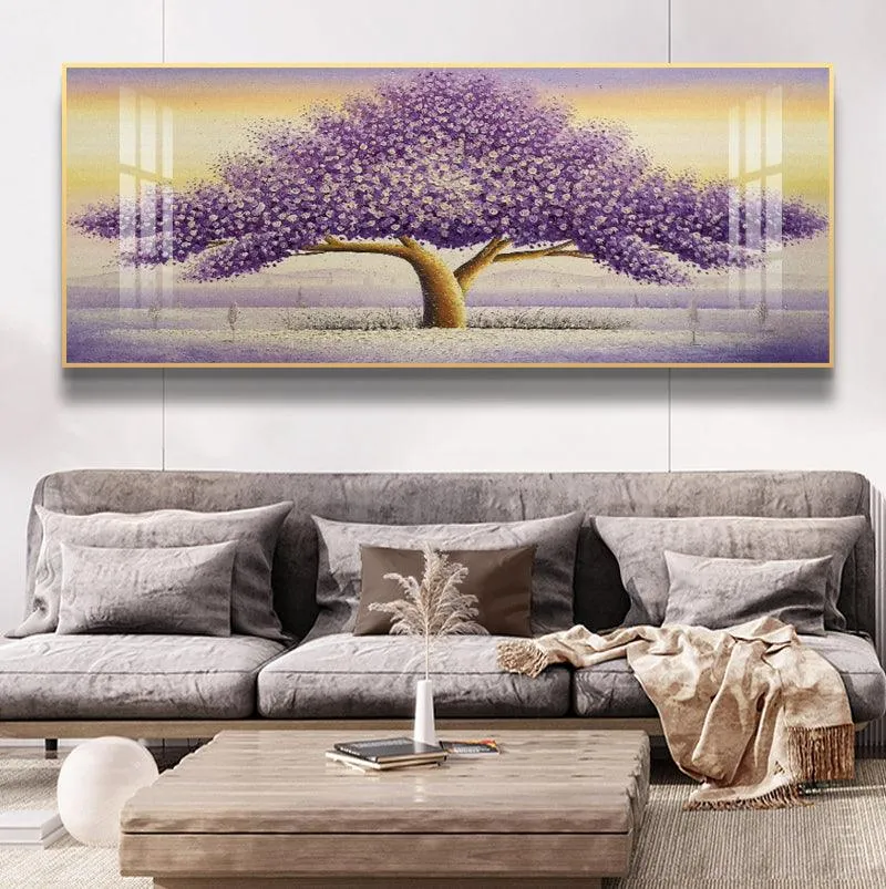 Modern Wall Art Decor Large Purple Tree