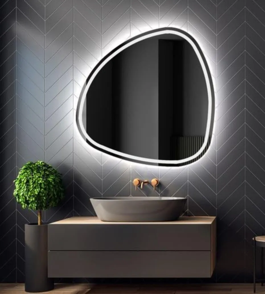 MORADABAD INTERNATIONAL led Mirror Glass with Touch Sensor for Bathroom/3 Tone (White Light, Natural Light, Warm Light)/Stylish Wall Mirror for Living Room/Bedroom/Dressing Room and Round 17x17-inch.