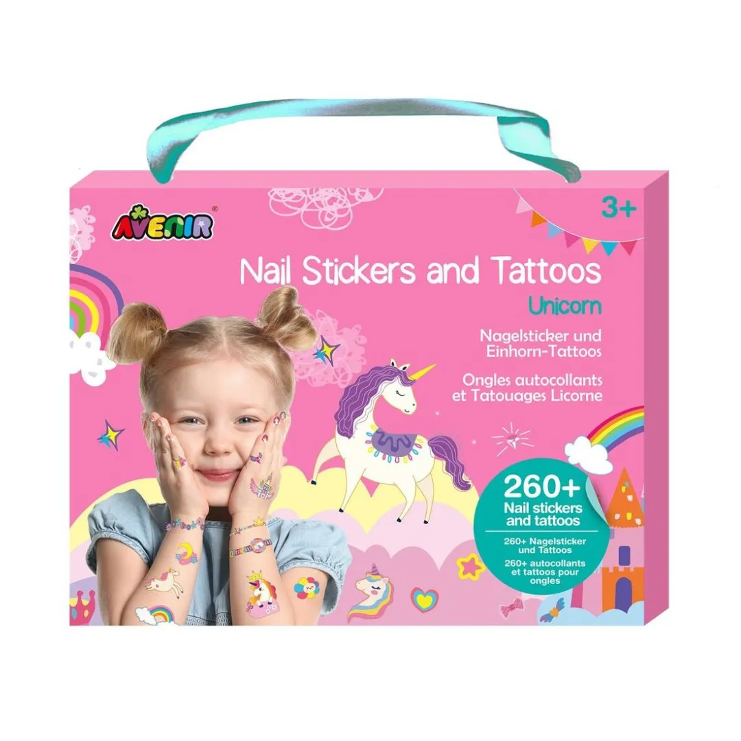 Nail Stickers and Tattoos Box Set - Unicorns