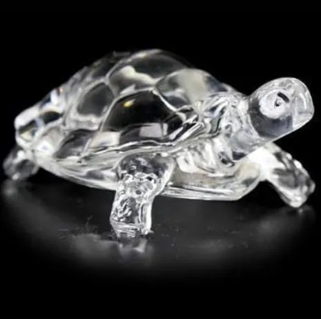 Newebit- Decorative Crystal Glass Tortoise Figurine for Pooja Room, Luck Wealth Sign Statue, Vastu, Showpiece (Transparent) 1 pcs 9cm, Pack of 1 pcs (9CM)