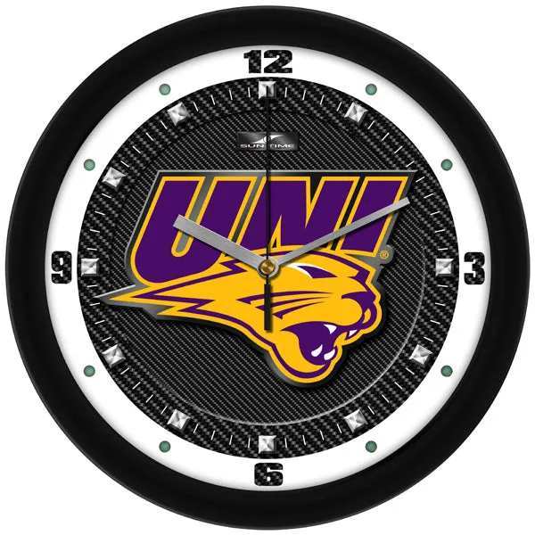 Northern Iowa Wall Clock - Carbon Fiber Textured