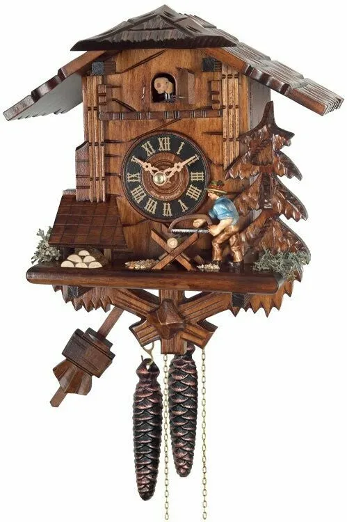 One Day Cuckoo Clock Cottage - Man Sawing Wood