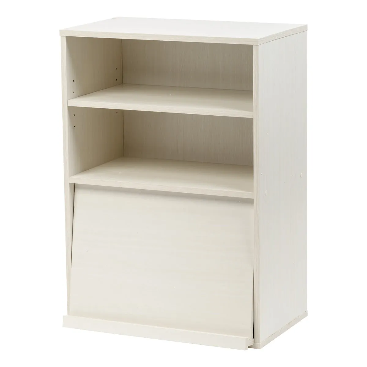 Open Wood Shelf with Pocket Door, Off White