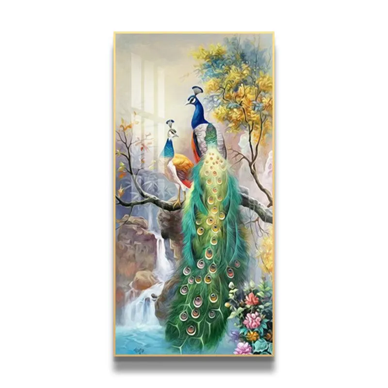 Peacock Décor Gold Frame Wall Art