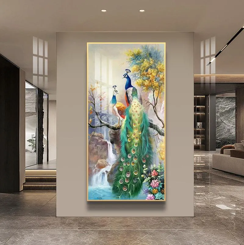 Peacock Décor Gold Frame Wall Art