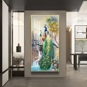 Peacock Décor Gold Frame Wall Art