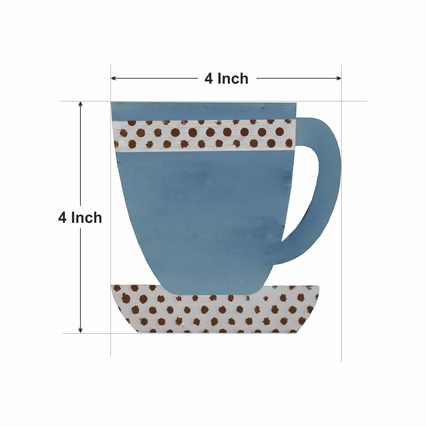 Polka Cuppa Coasters Set Of 6 With Stand - Blue (4x4 Inch)